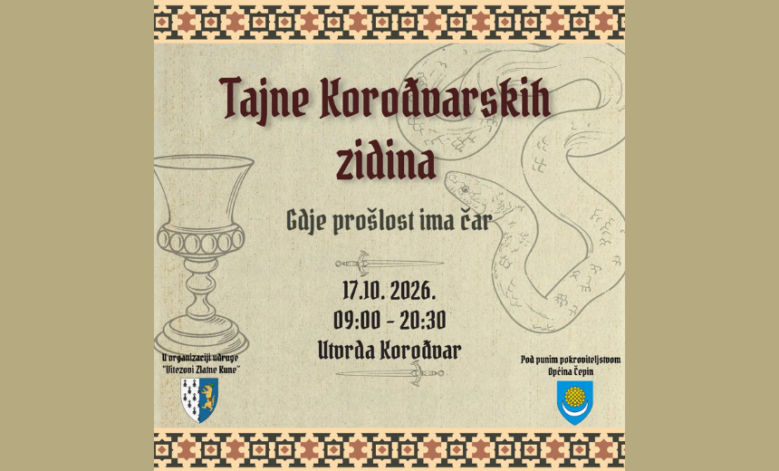 Tajne Korođvarskih zidina 2026. u Utvrdi Korođvar u Čepinu 17. listopada.