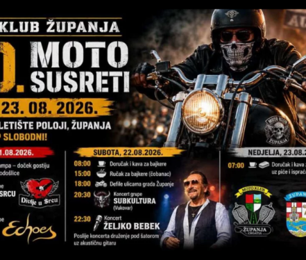 Motociklisti na 20. Moto susretima u Županji uz najavu koncerta Željka Bebeka